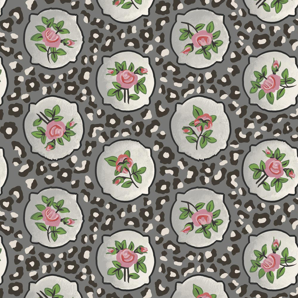 Leopard and Roses Wallpaper