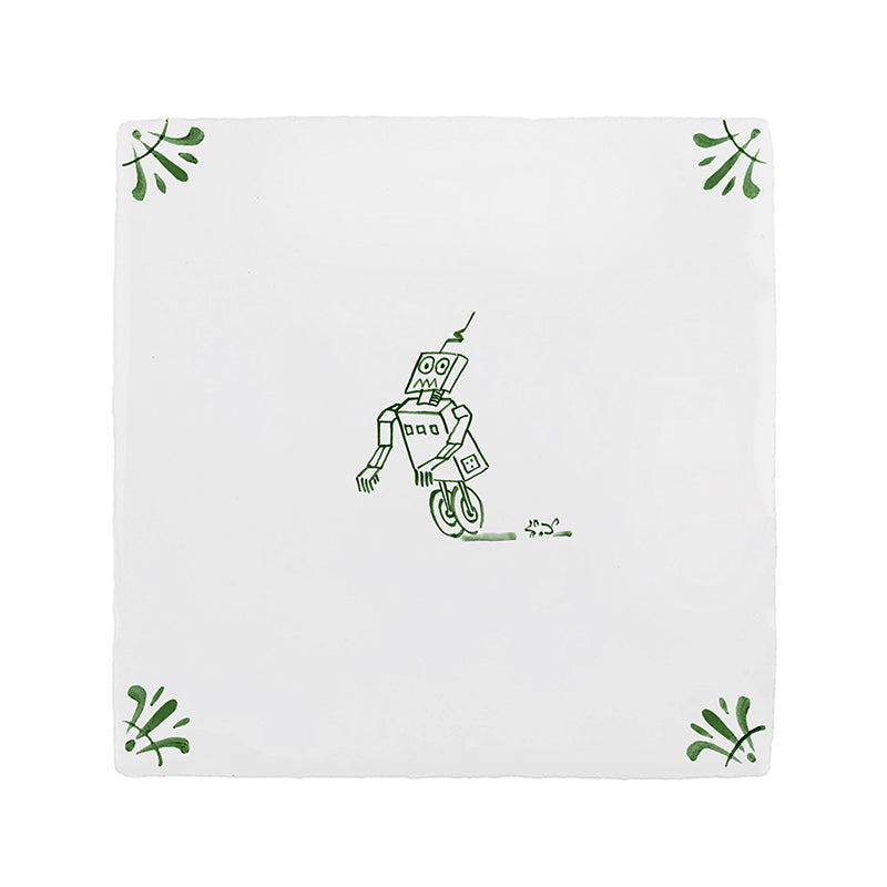 Runaway Robot Delft Tile