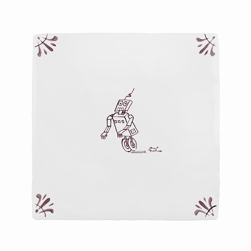 Runaway Robot Delft Tile