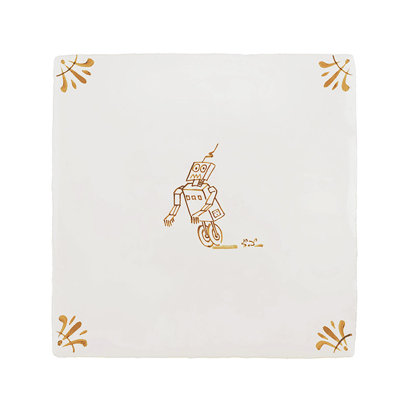 Runaway Robot Delft Tile