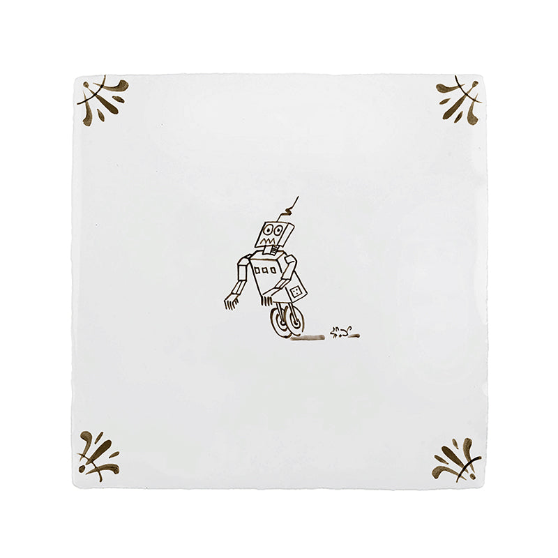 Runaway Robot Delft Tile
