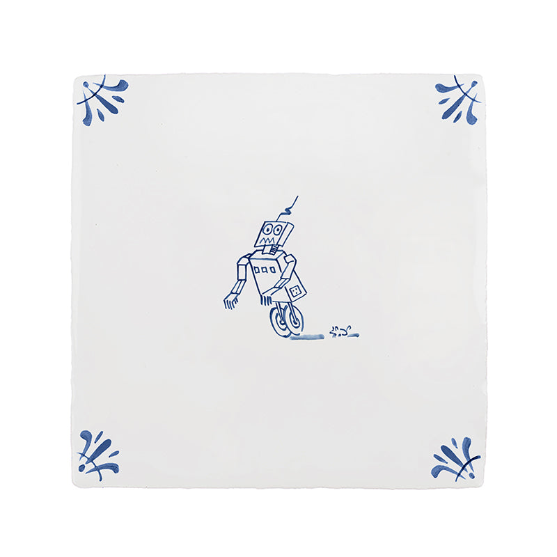 Runaway Robot Delft Tile