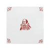 White tile with crimson illustration of William Shakespeare