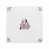 White tile with manganese illustration of William Shakespeare
