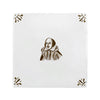 White tile with sepia illustration of William Shakespeare