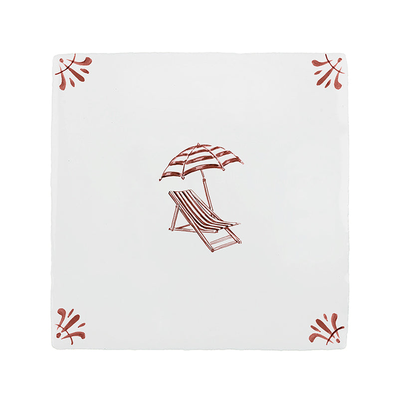 Sun Lounger and Parasol Delft Tile