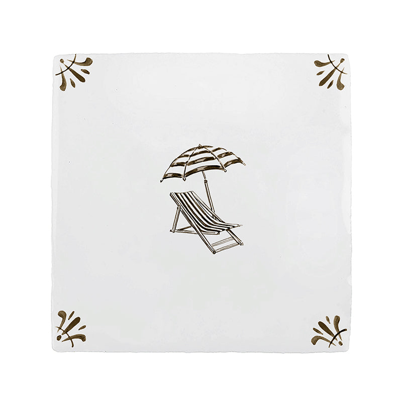 Sun Lounger and Parasol Delft Tile
