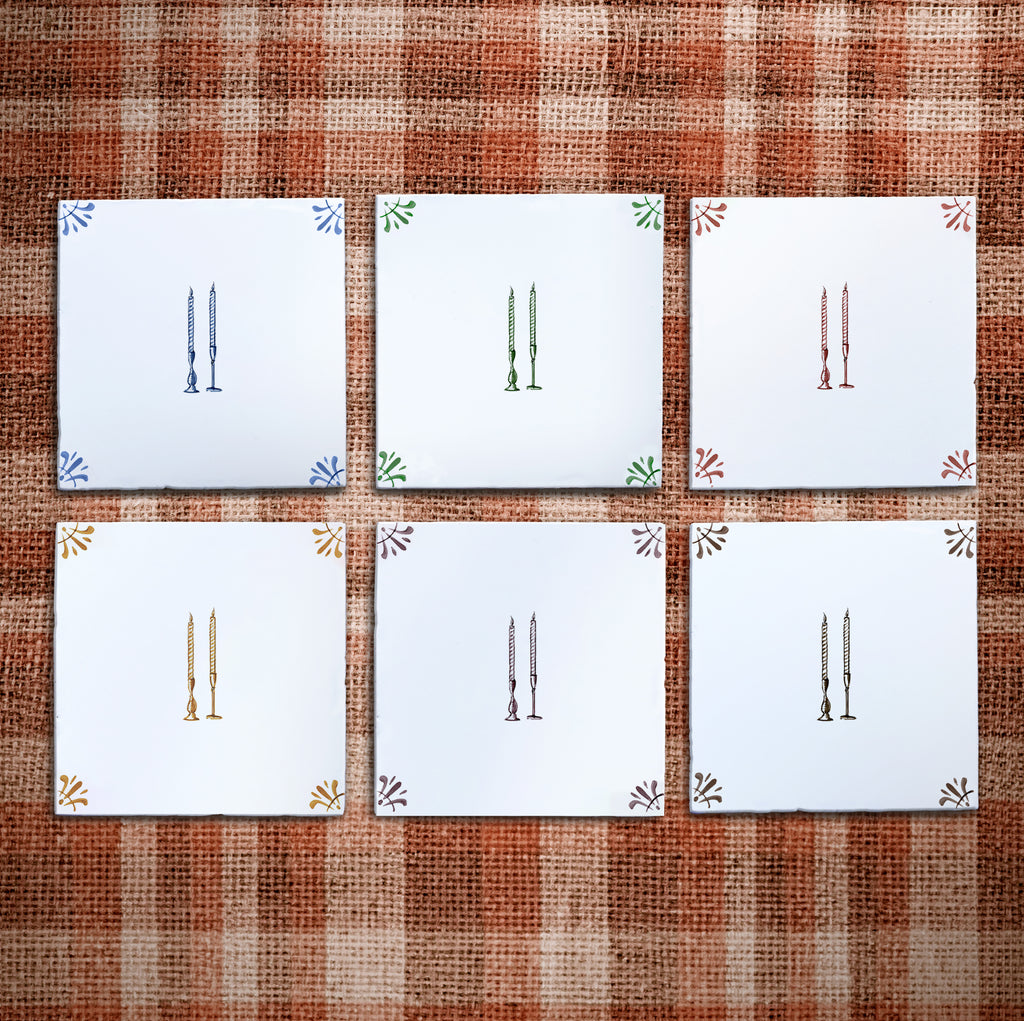 Taper Candles Delft Tile