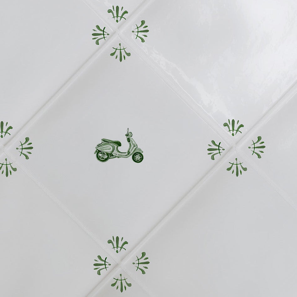 Vespa Scooter Delft Tile