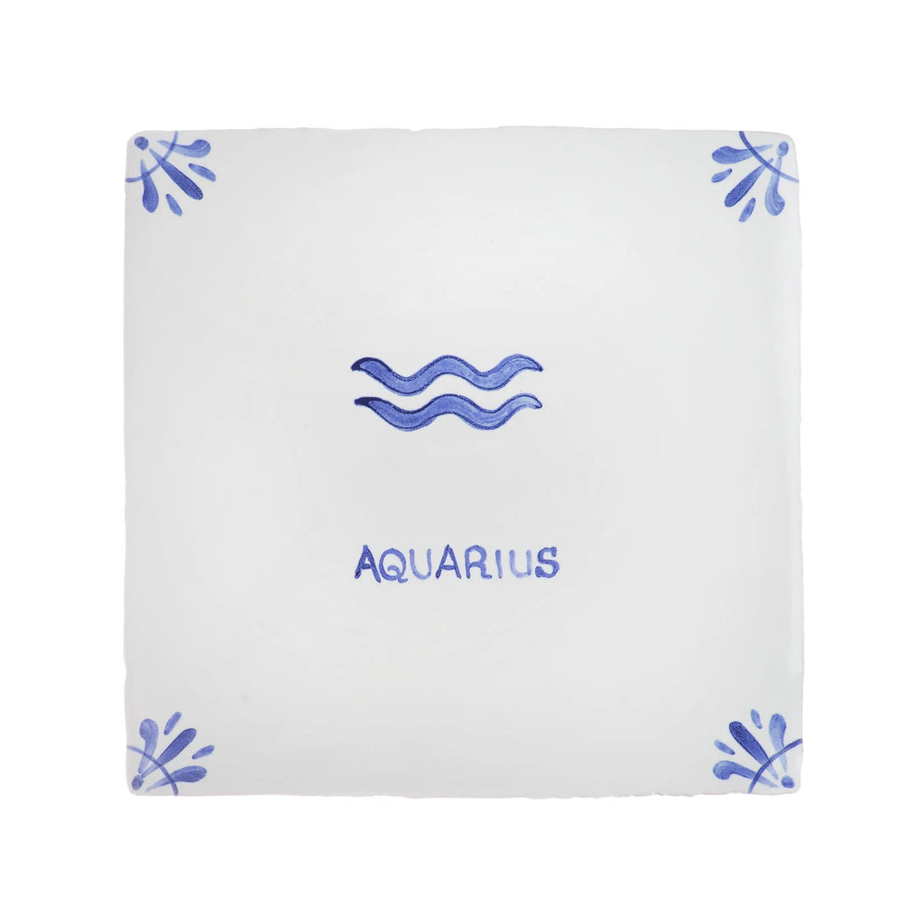 End of Line, Aquarius Delft Tile ,Blue. 12.5cm