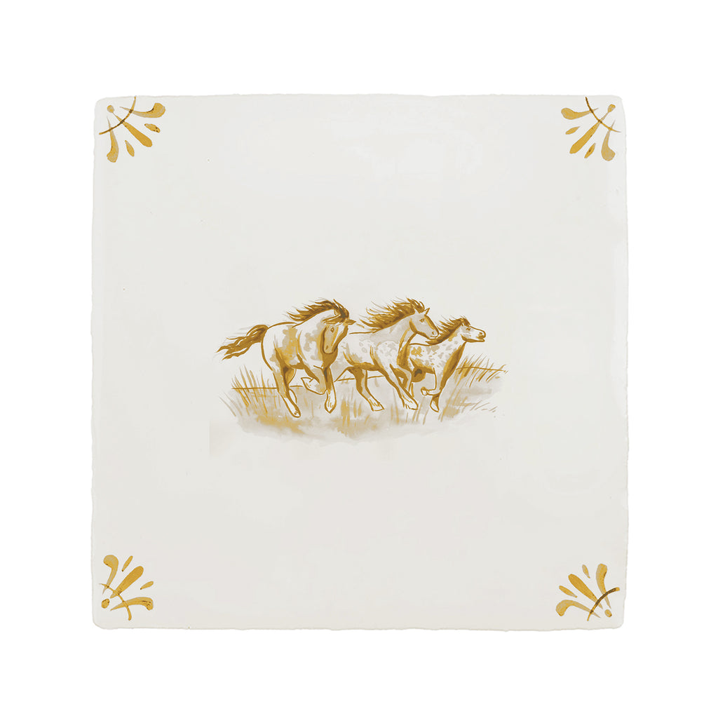 Wild Horses Delft Tile