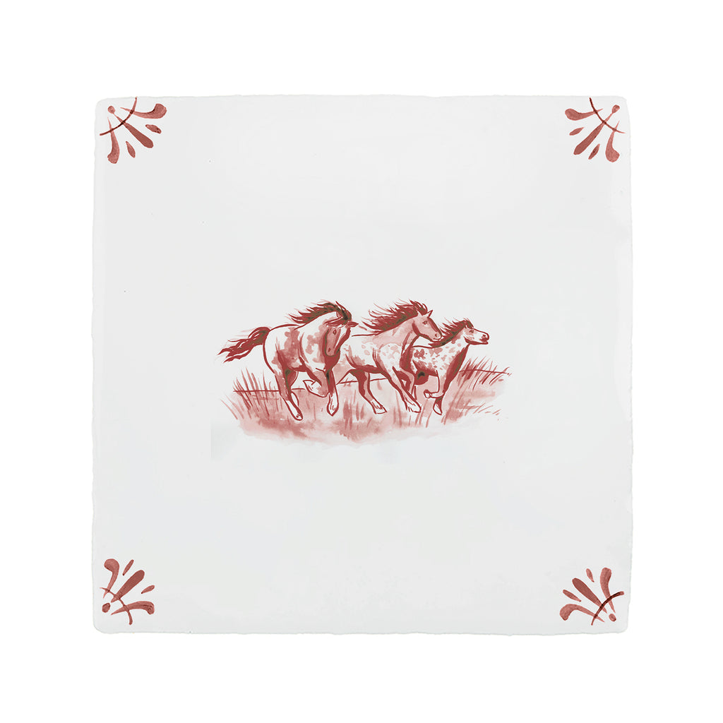 Wild Horses Delft Tile
