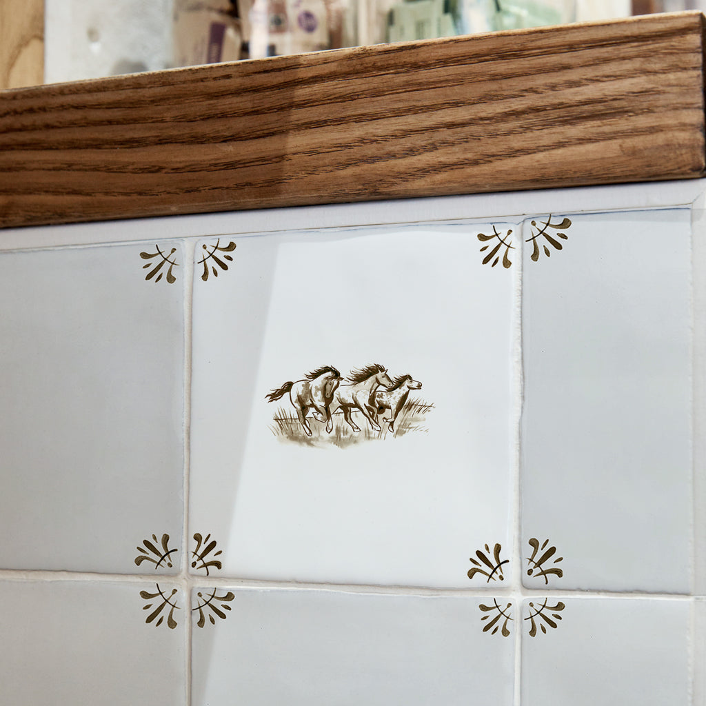 Wild Horses Delft Tile