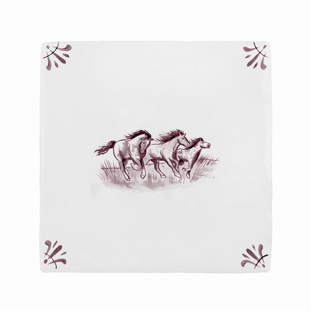 Wild Horses Delft Tile