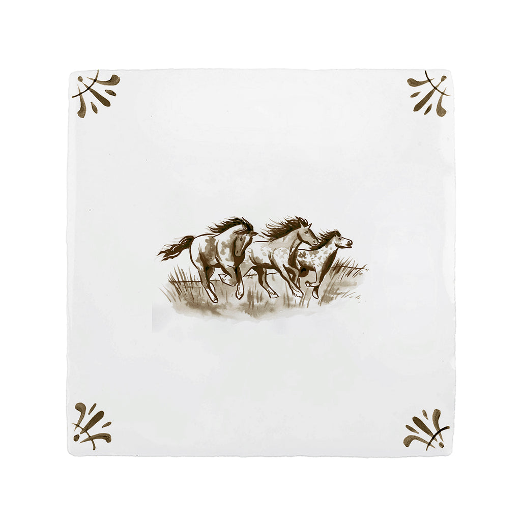 Wild Horses Delft Tile