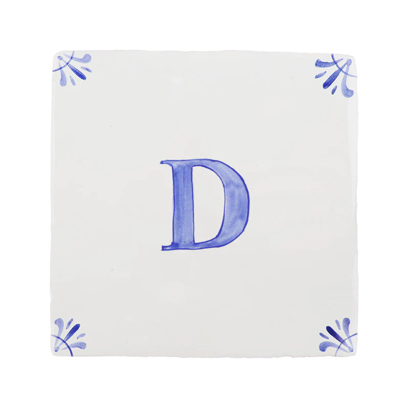 End of Line, Alphabet D Delft Tile, Blue, 12.5cm