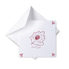 White card with a floral design and 'Good Luck' text, featuring a red ladybird and leaf on a white background.