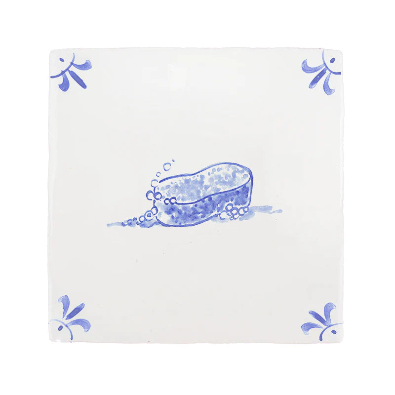 End of Line, Sponge Delft Tile, Blue, 12.5cm