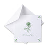 Greeting card with green rose design and 'Thinking of You' text on a white background