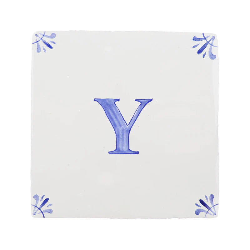 End of Line,  Y Delft Tile, Blue, 12.5cm