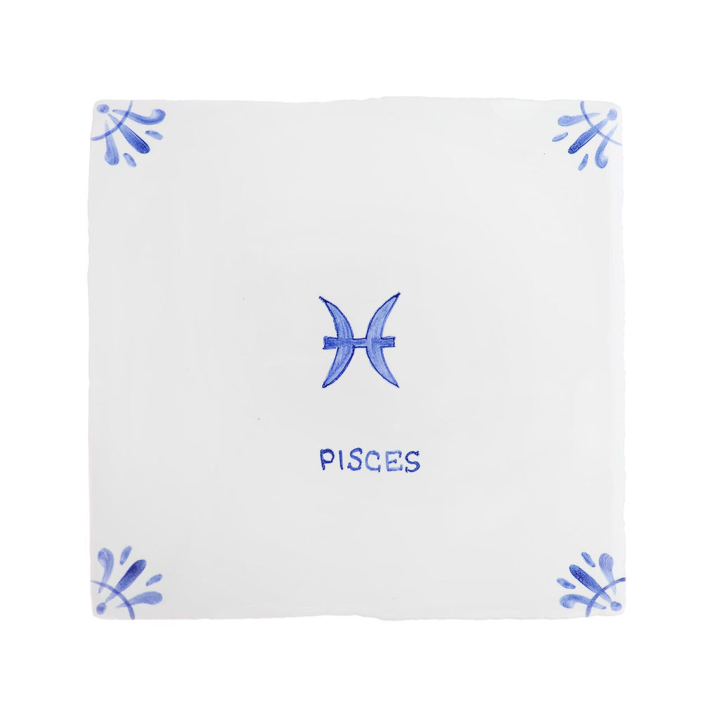 End of Line, Pisces Delft Tile, Blue, 12.5cm