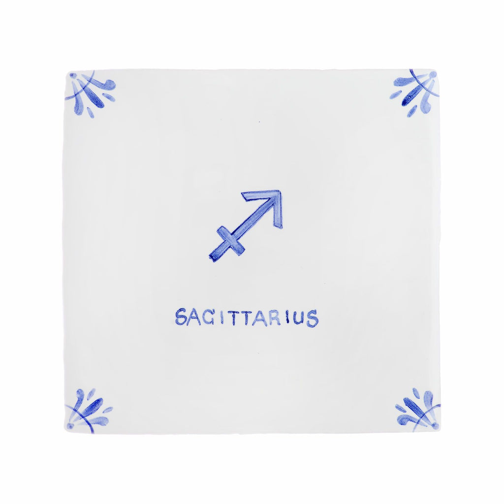 End of Line, Sagittarius Delft Tile, Blue, 12.5cm