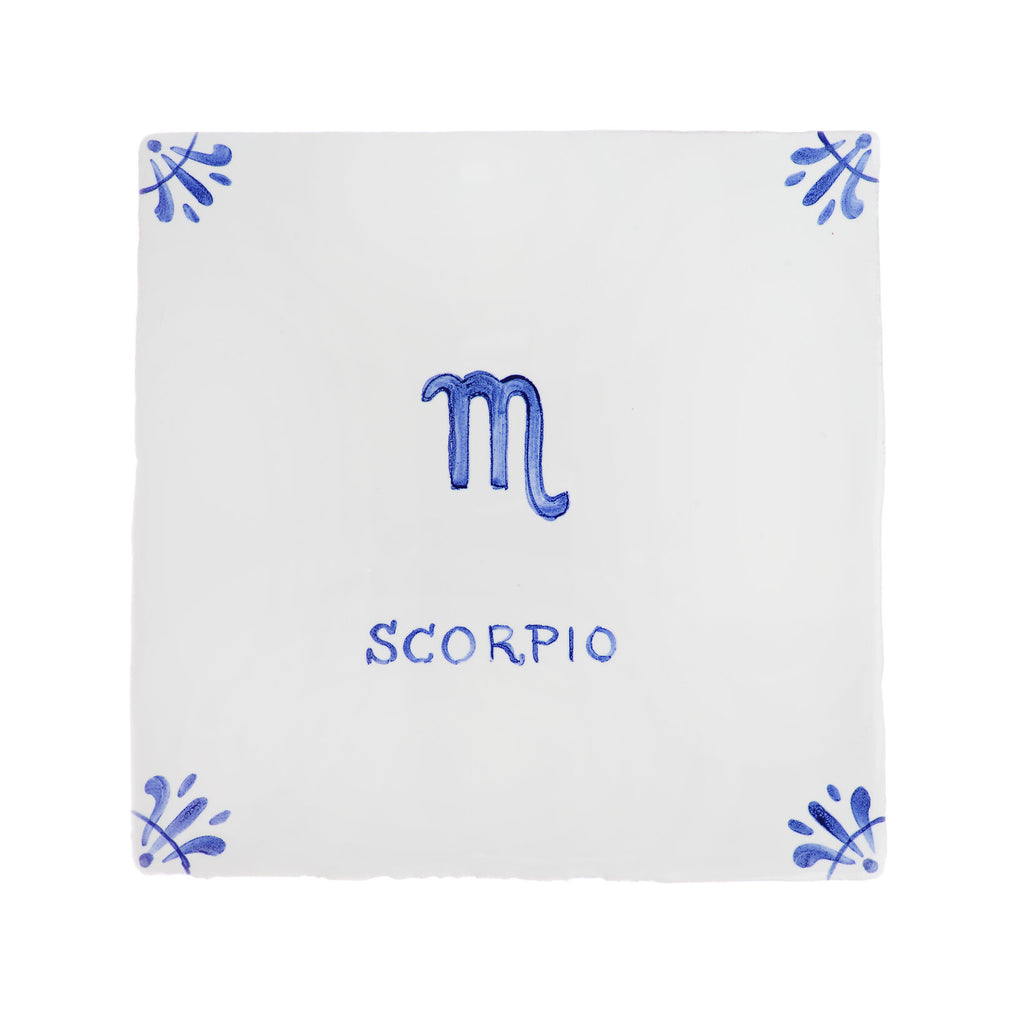 End of Line, Scorpio Delft Tile, Blue 12.5cm