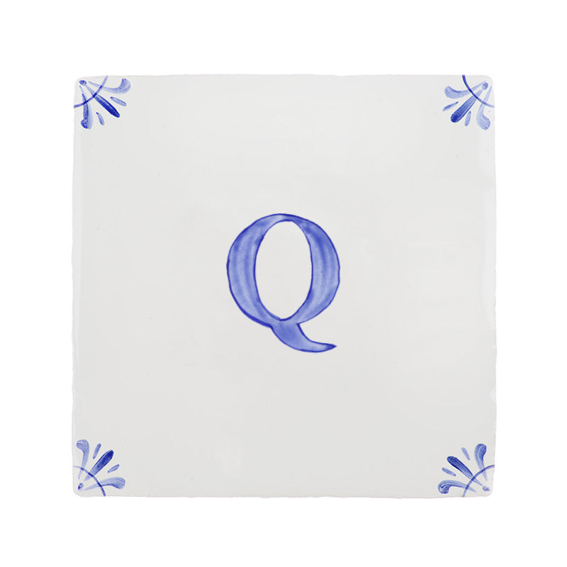 End of Line, Alphabet Q Delft Tile, Blue, 12.5cm