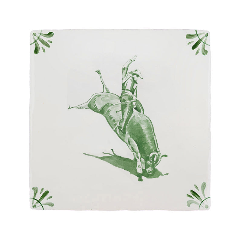 End of Line, Rodeo Delft Tile, Green, 12.5cm